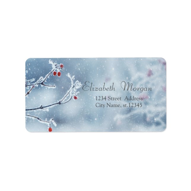 Winter Wonderland Grenar Blue Adressetikett (Framsidan)