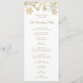 Winter Wonderland Guld Snöflingor Bröllop Program