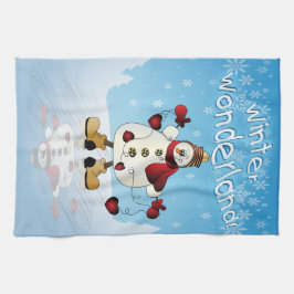 Winter Wonderland Heart-Snögubbar Kökshandduk