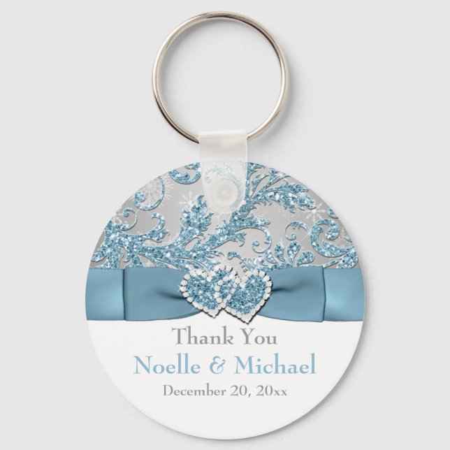 Winter Wonderland, Hearts Wedding Favor Nyckelring (Framsida)