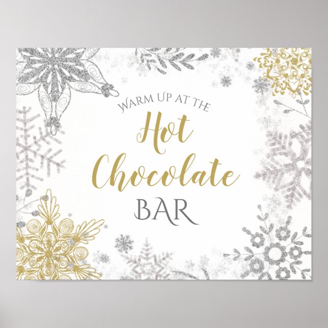 Winter Wonderland Hett Chocolate Silver Guld Poster (Framsidan)