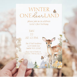 Winter Wonderland Hjort First Birthday Inbjudningar