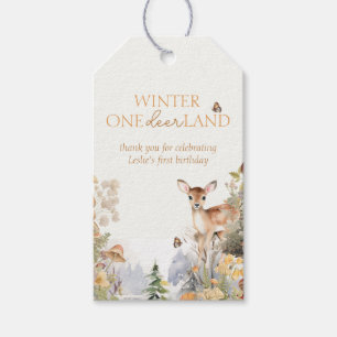 Winter Wonderland Hjort First Birthday Presentetikett
