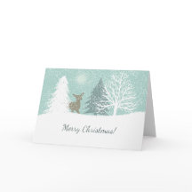 Winter Wonderland hjort, snö gräs träd jul