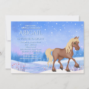Winter Wonderland Horse och Snö Birthday Inbjudningar