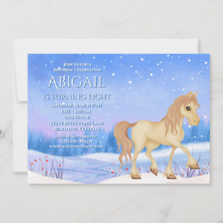 Winter Wonderland Horse och Snö Birthday Inbjudningar