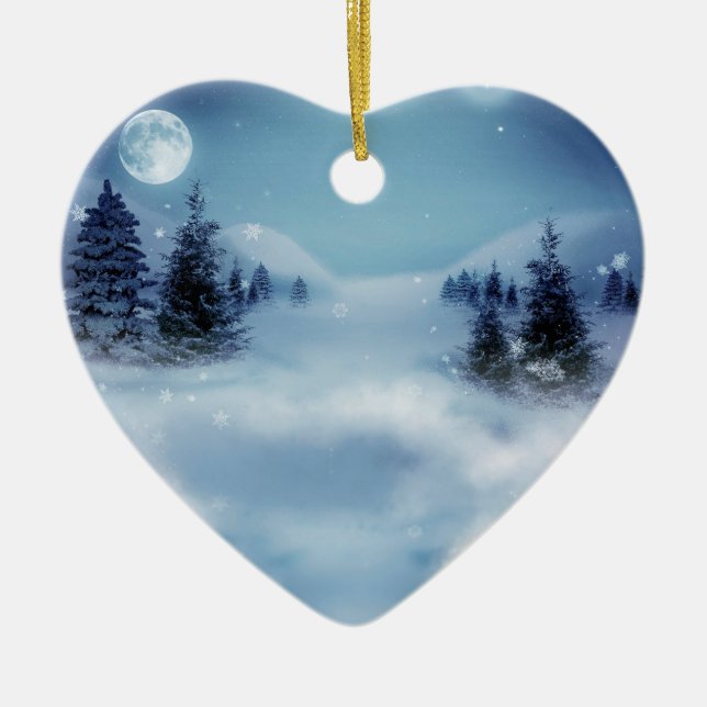 Winter Wonderland i natt Julgransprydnad Keramik (Framsidan)