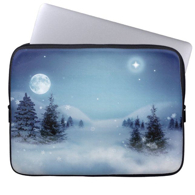 Winter Wonderland i natt Laptop Fodral (Framsidan)