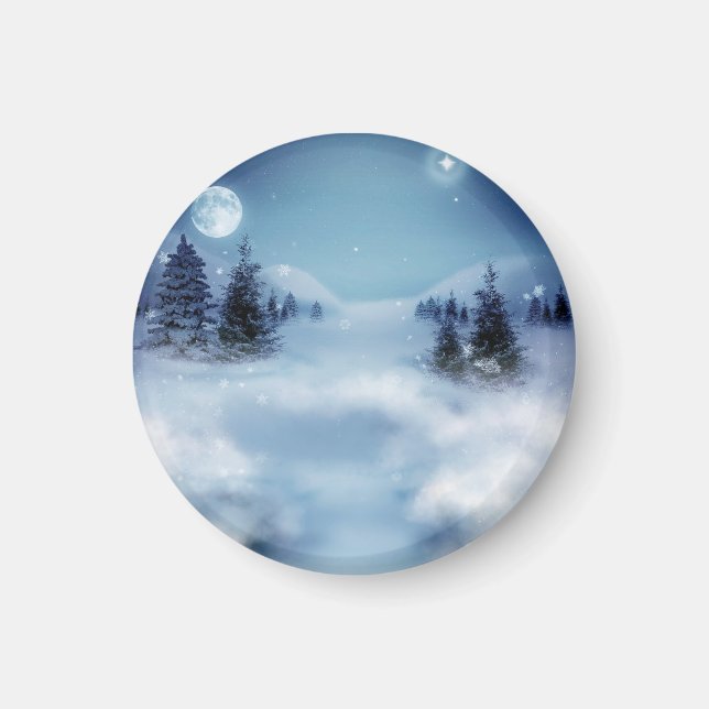 Winter Wonderland i natt Magnet (Framsidan)