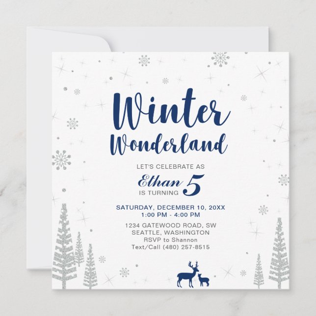 Winter Wonderland - Inbjudan till Barns födelsedag (Framsida)