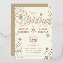 Winter Wonderland Ivory Blue Snowflake Bröllop