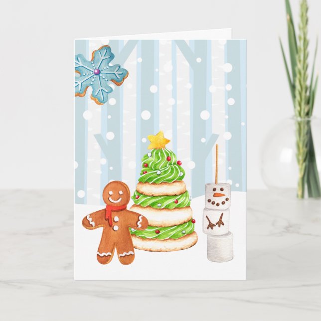 Winter Wonderland jul Cookies Helgkort (Framsida)