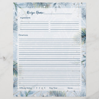 Winter Wonderland jul Recipe Binder Inserts Reklamblad