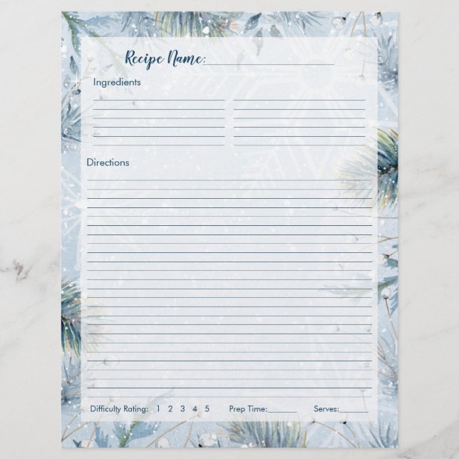 Winter Wonderland jul Recipe Binder Inserts Reklamblad (Framsidan)