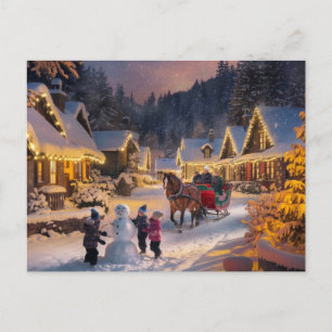 Winter Wonderland jul Snowy Village Helg Vykort