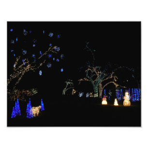 Winter Wonderland Ljus Blue and White Helgdag Fototryck