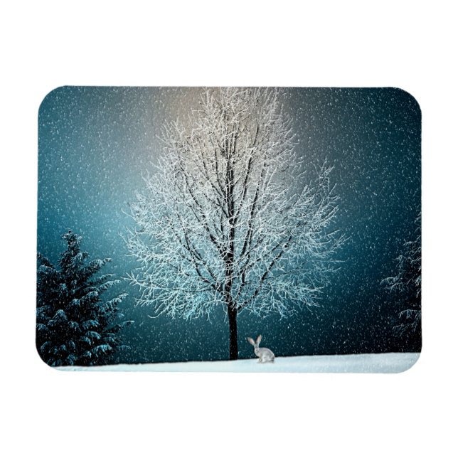 Winter Wonderland med kanin Magnet (Horisontell)