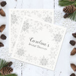 Winter Wonderland Möhippa Silver Snöflingor Pappersservett<br><div class="desc">Den här dockan har en helt enkelt elegant snöflingdesign i grått och silver glitter, perfekt för en vintermöhippa. Ytterligare alternativ för färg samt insamling av samordningsprodukter finns i vår butik, zazzle.com/store/doodlelulu. Kontakta oss om du behöver den här designen för en specifik produkt för att skapa ditt eget unika matchande objekt!...</div>