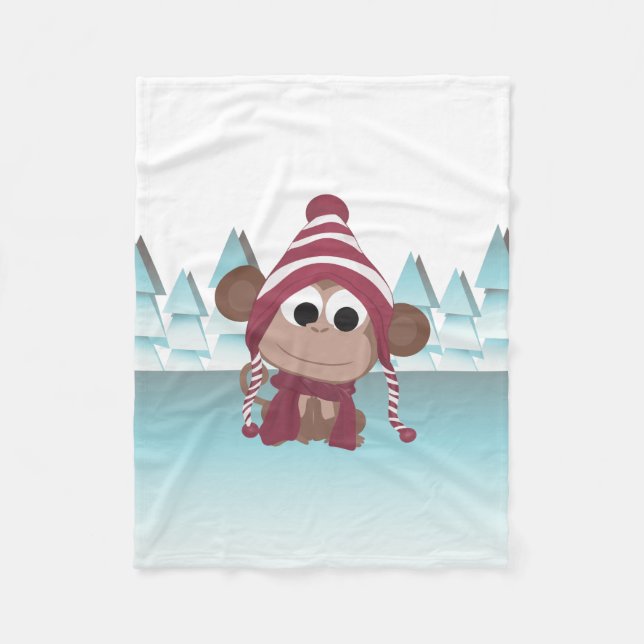 Winter Wonderland Monkey Fleecefilt (Framsidan)