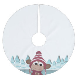 Winter Wonderland Monkey Julgransmatta Borstad Polyester