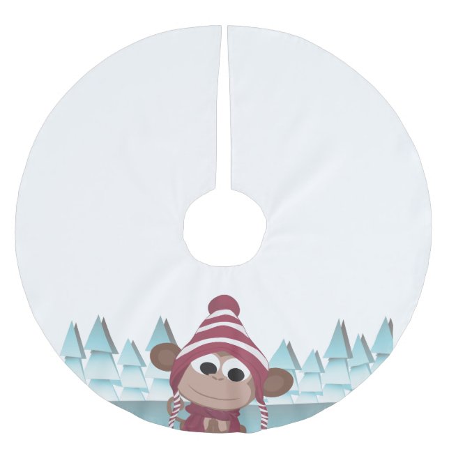 Winter Wonderland Monkey Julgransmatta Borstad Polyester (Framsidan)