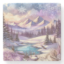 Winter Wonderland Mönster i Nature Mountain Sjö