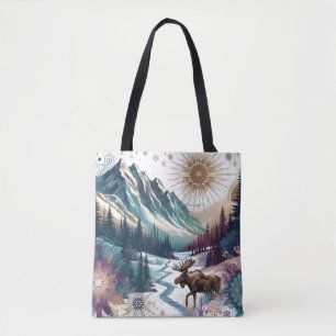 Winter Wonderland Moose Rustic Boho Mönster Tygkasse
