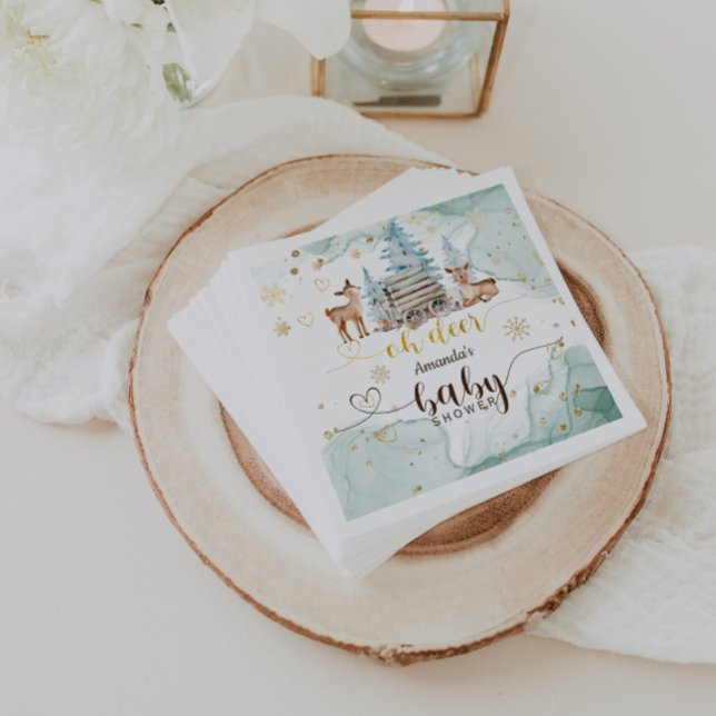 Winter Wonderland Oh Hjort Baby Shower Pappersservett (Skapare uppladdad)