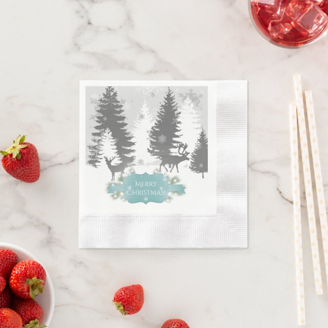 Winter Wonderland Pappersservett - Teal (Insitu)