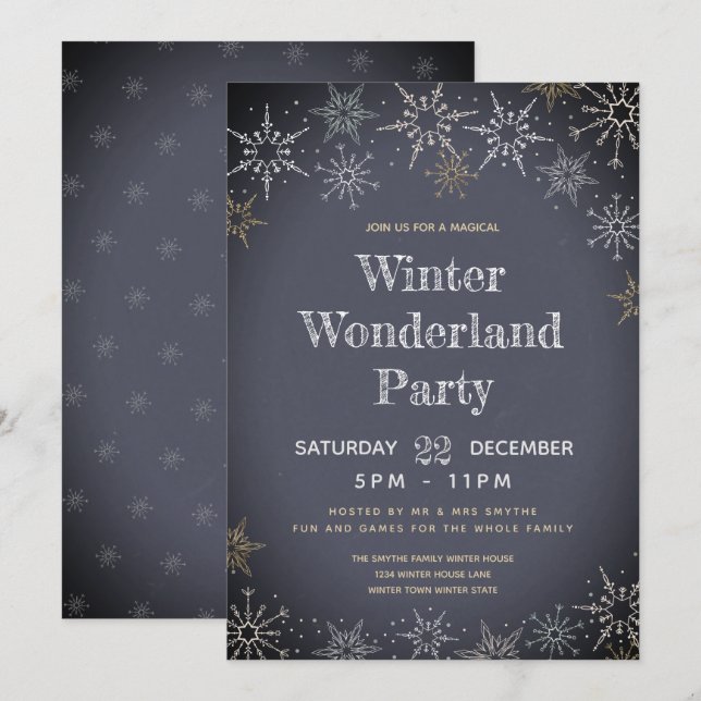 Winter Wonderland Party Inbjudningar (Fram/baksida)