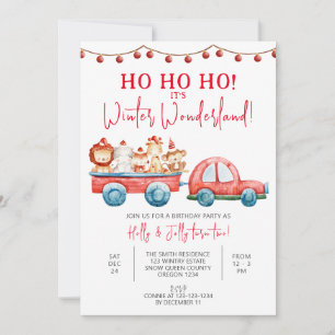 Winter Wonderland Party, Julafton Twillingar Birth Inbjudningar