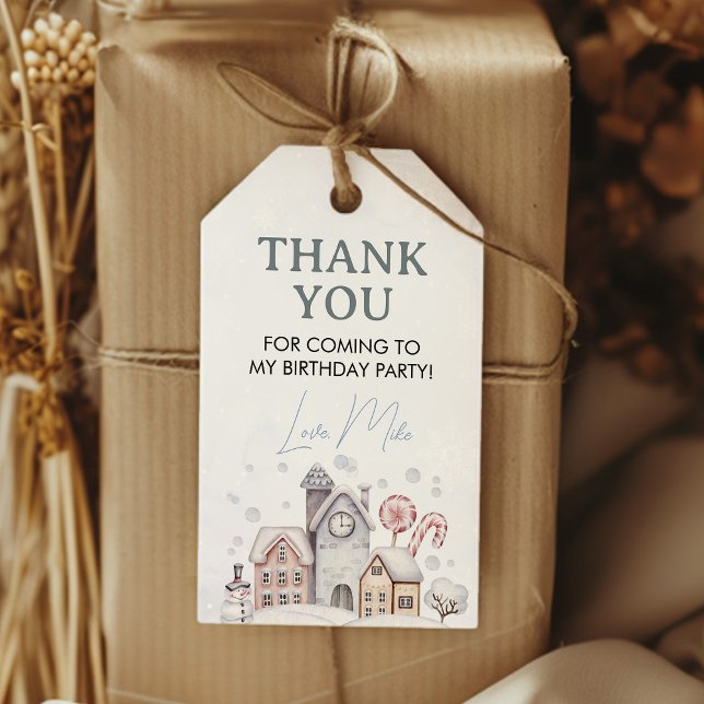 Winter Wonderland Party Tack Favor Tagg Presentetikett (Skapare uppladdad)