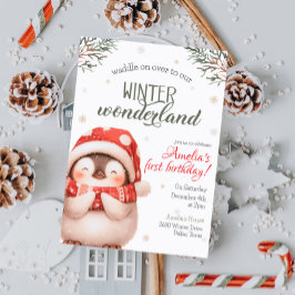 Winter Wonderland Penguin Birthday Inbjudningar