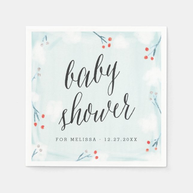 Winter Wonderland Personlig Baby Shower Napkin Pappersservett (Framsidan)