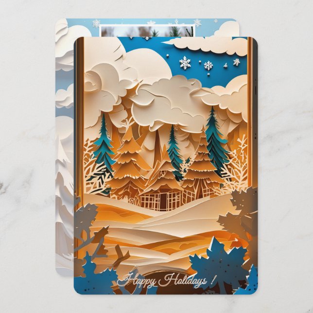 Winter Wonderland Photo Helgdag Card Julkort (Fram/baksida)