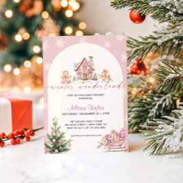 Winter Wonderland Pink Girl Baby Shower Inbjudningar