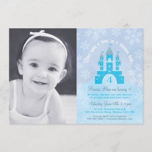Winter Wonderland Princess Party Fotoinbjudan Inbjudningar