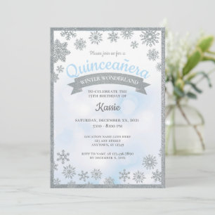 Winter Wonderland Quinceañera 15:e födelsedagen Si Inbjudningar