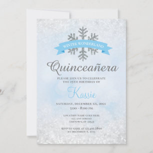 Winter Wonderland Quinceañera 15:e födelsedagen Si Inbjudningar