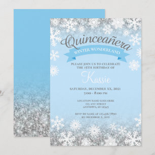 Winter Wonderland Quinceañera 15:e födelsedagen Si Inbjudningar