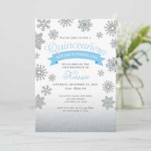 Winter Wonderland Quinceañera 15:e födelsedagen Si Inbjudningar