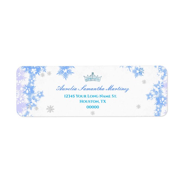 Winter Wonderland Quinceañera Returadress Returadress Etikett (Framsidan)