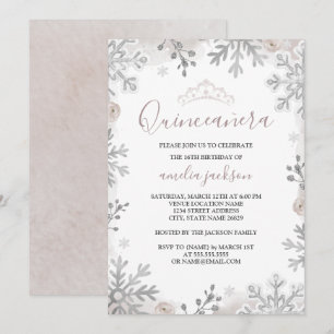 Winter Wonderland Quinceanera Silver Inbjudningar
