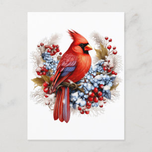 Winter Wonderland Red Cardinal Vykort