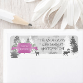 Winter Wonderland Returetiketters - Magenta Returadress Etikett