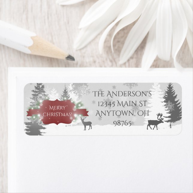 Winter Wonderland Returetiketters - Red Returadress Etikett (Insitu)