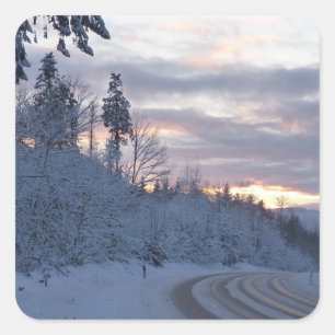 Winter Wonderland Road Fyrkantigt Klistermärke