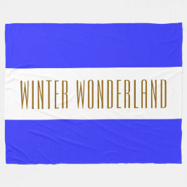 WINTER WONDERLAND Royal Blue White Rand Fleecefilt