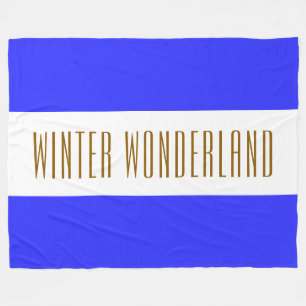 WINTER WONDERLAND Royal Blue White Rand Fleecefilt