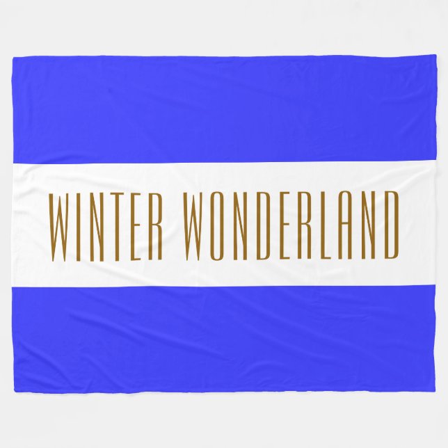 WINTER WONDERLAND Royal Blue White Rand Fleecefilt (Framsidan (Horisontell))